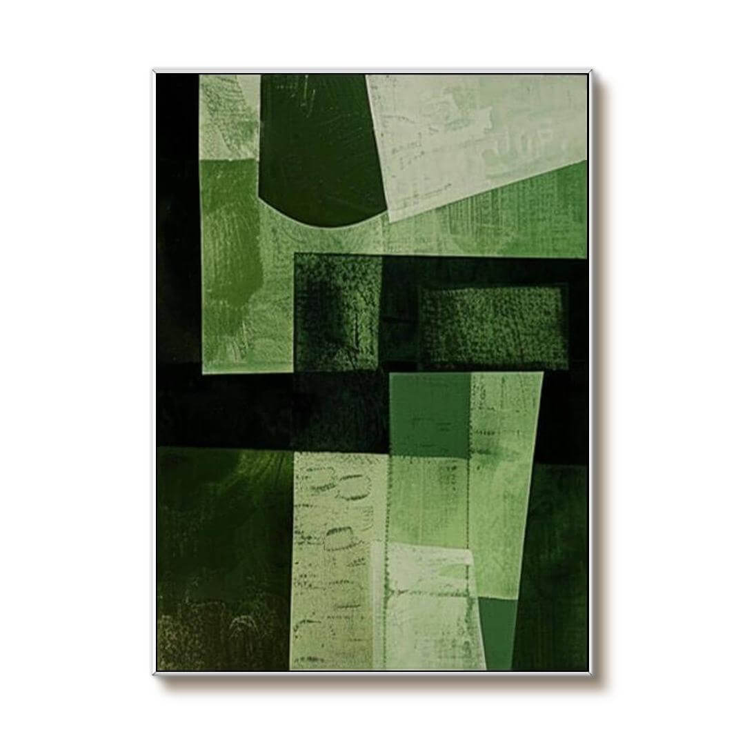 Green on Green I - Modern Abstract Wall Art Painting - Hues Art Lab