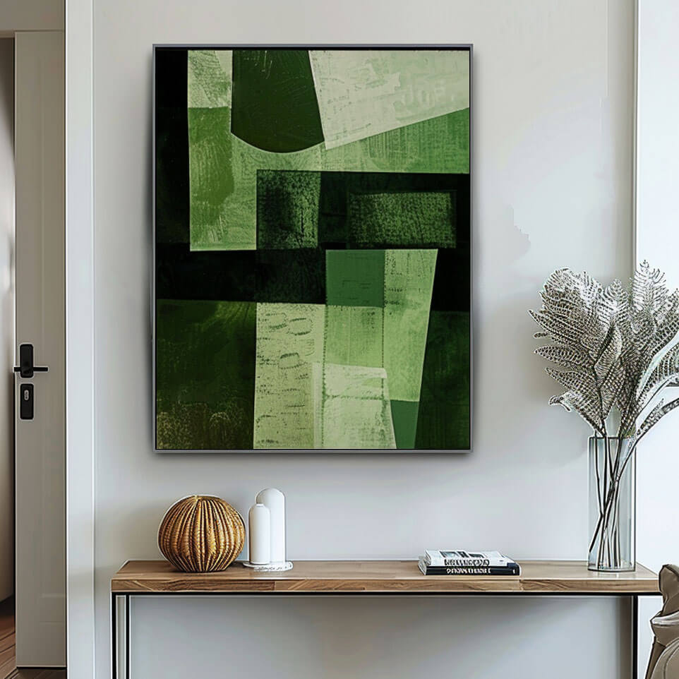 Green on Green I - Modern Abstract Wall Art Painting - Hues Art Lab