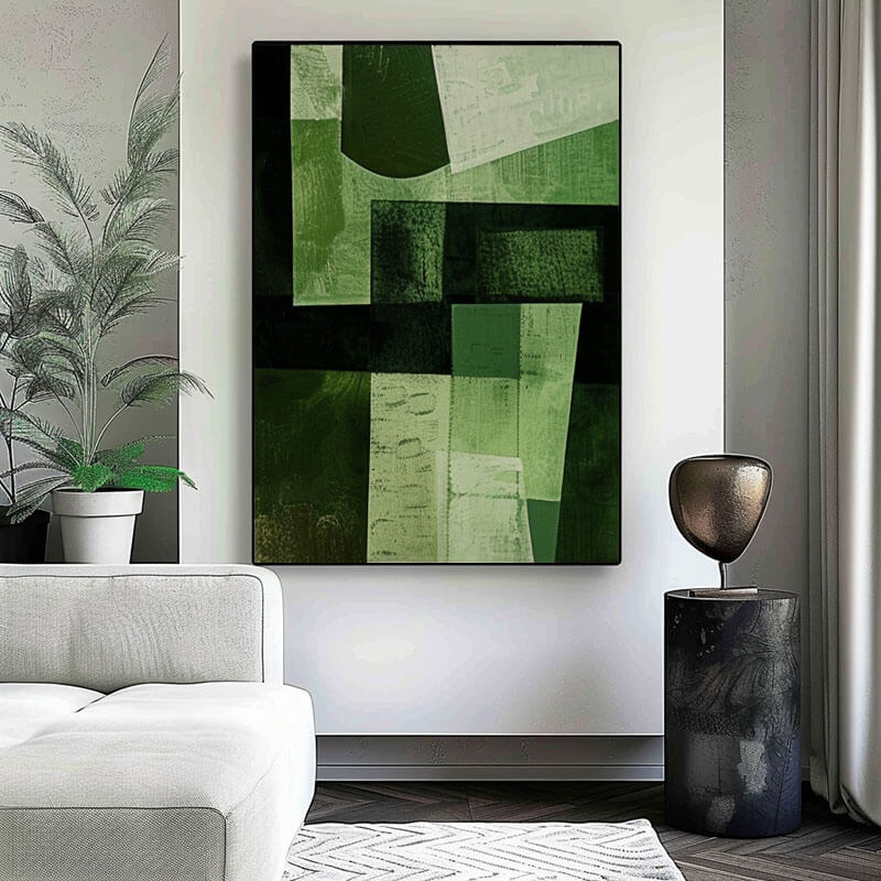 Green on Green I - Modern Abstract Wall Art Painting - Hues Art Lab