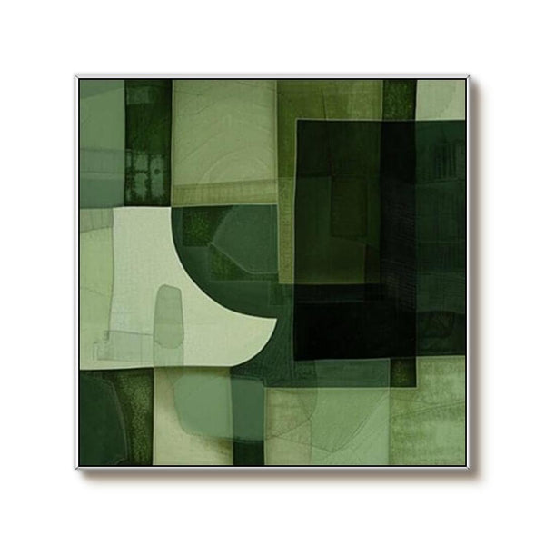 Modern Abstract Canvas Art Painting - Green on Green - Hues Art Lab