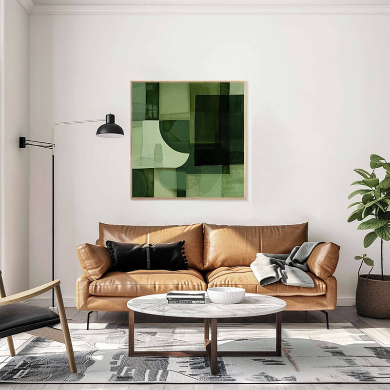 Modern Abstract Canvas Art Painting - Green on Green - Hues Art Lab