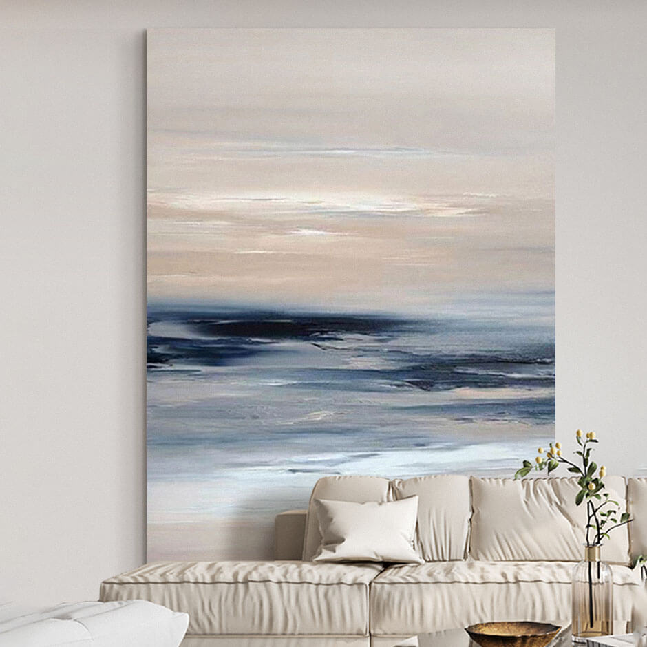 Hazy Blue Skyline - Landscape Abstract Wall Art - Hues Art Lab