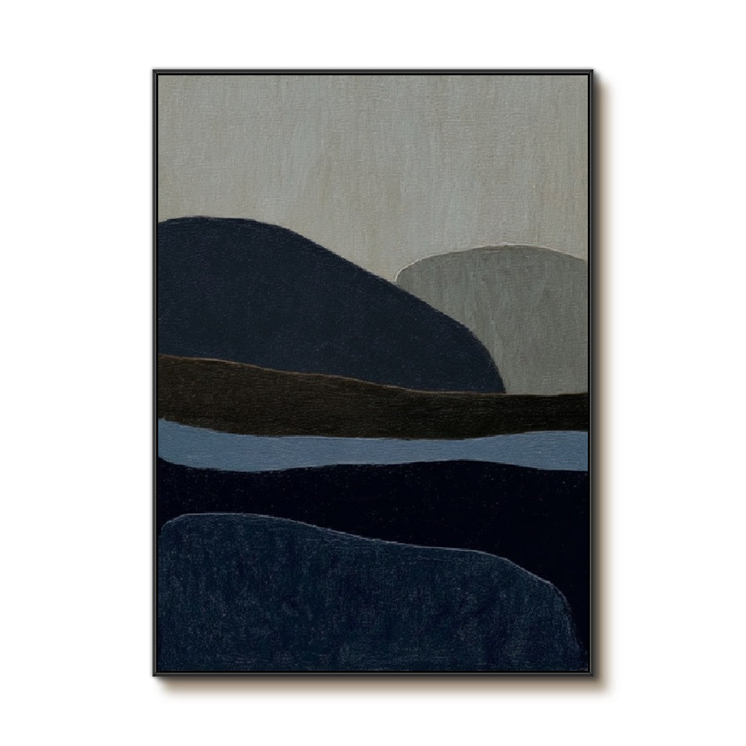 Hills Under the Night Sky mountain artwork with dark sky and quiet hill forms