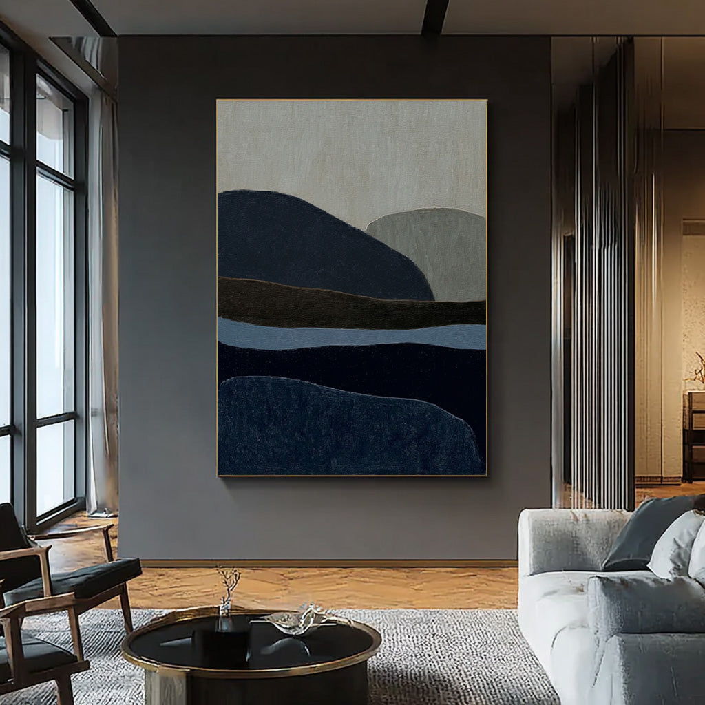Hills Under the Night Sky large minimalist landscape wall art for calm decor