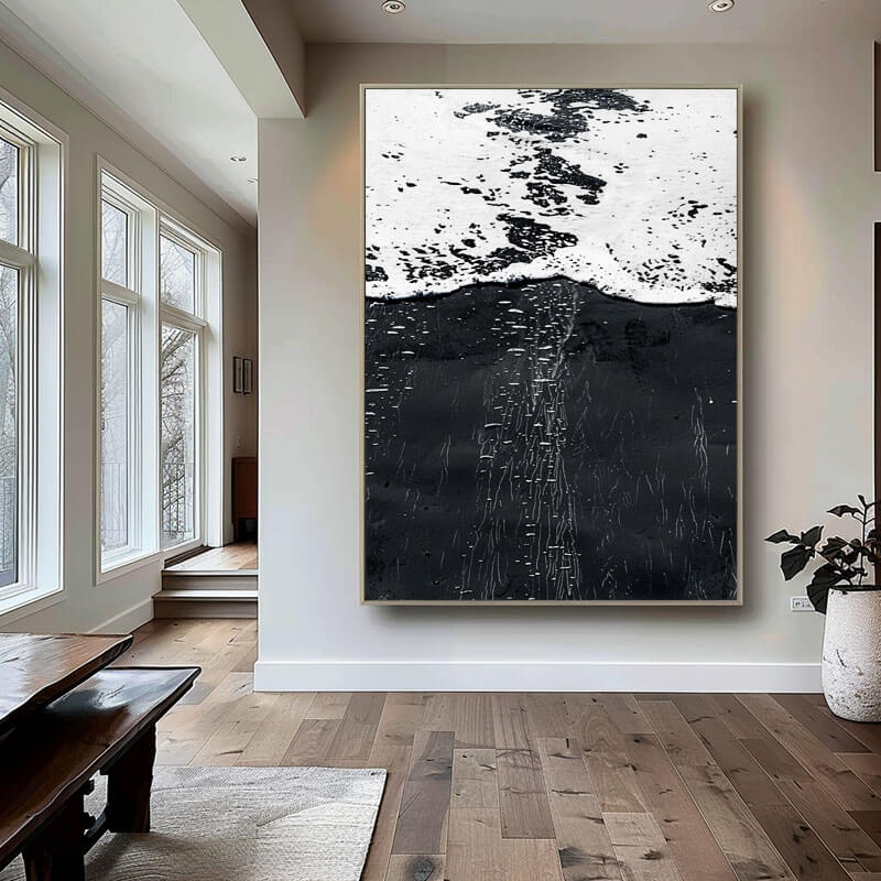 Black and White Abstract Textured Wall Art - Immerse - Hues Art Lab