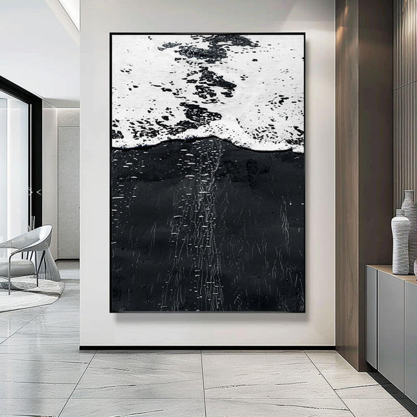 Black and White Abstract Textured Wall Art - Immerse - Hues Art Lab