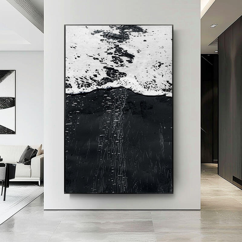 Black and White Abstract Textured Wall Art - Immerse - Hues Art Lab