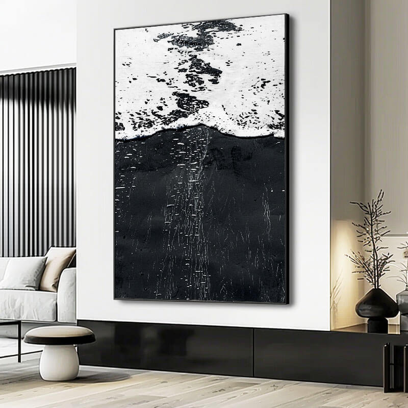 Black and White Abstract Textured Wall Art - Immerse - Hues Art Lab