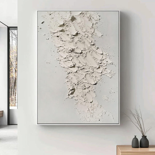 Minimalist Textured White Canvas Art | Modern Wabi-Sabi Wall Decor - Improvisation - Hues Art Lab