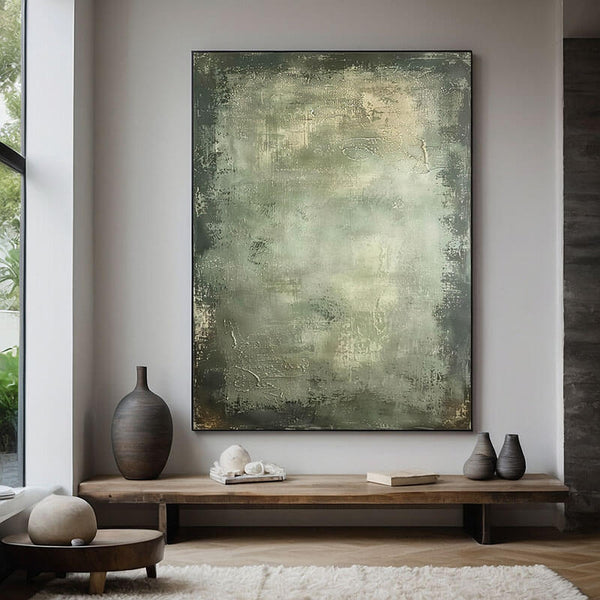 Green Abstract Canvas Painting - Incognito I - Hues Art Lab