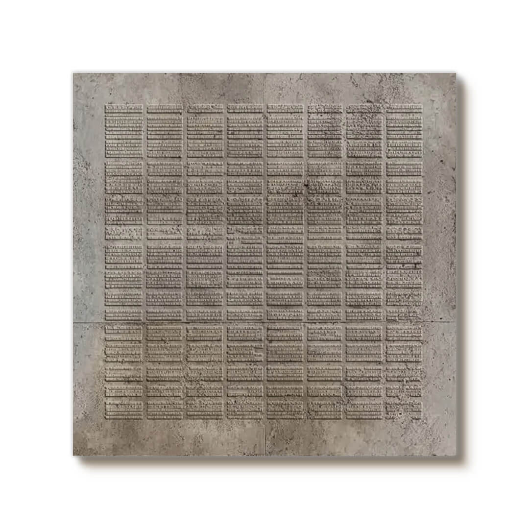 Index of Civilizations textured grid relief artwork with earthy wabi sabi tones