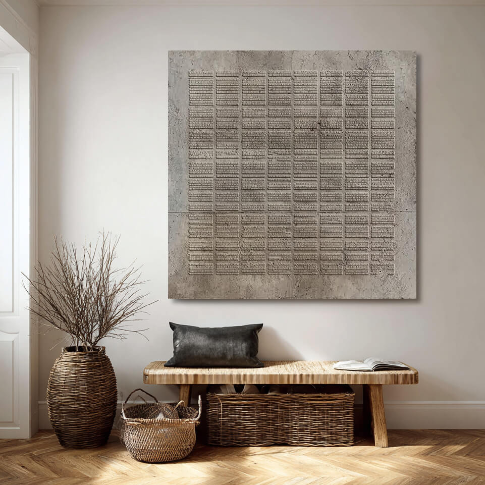 Index of Civilizations framed canvas art styled in a calm modern room