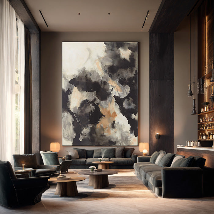 Ink Flowing Clouds modern painting with gentle ink movement