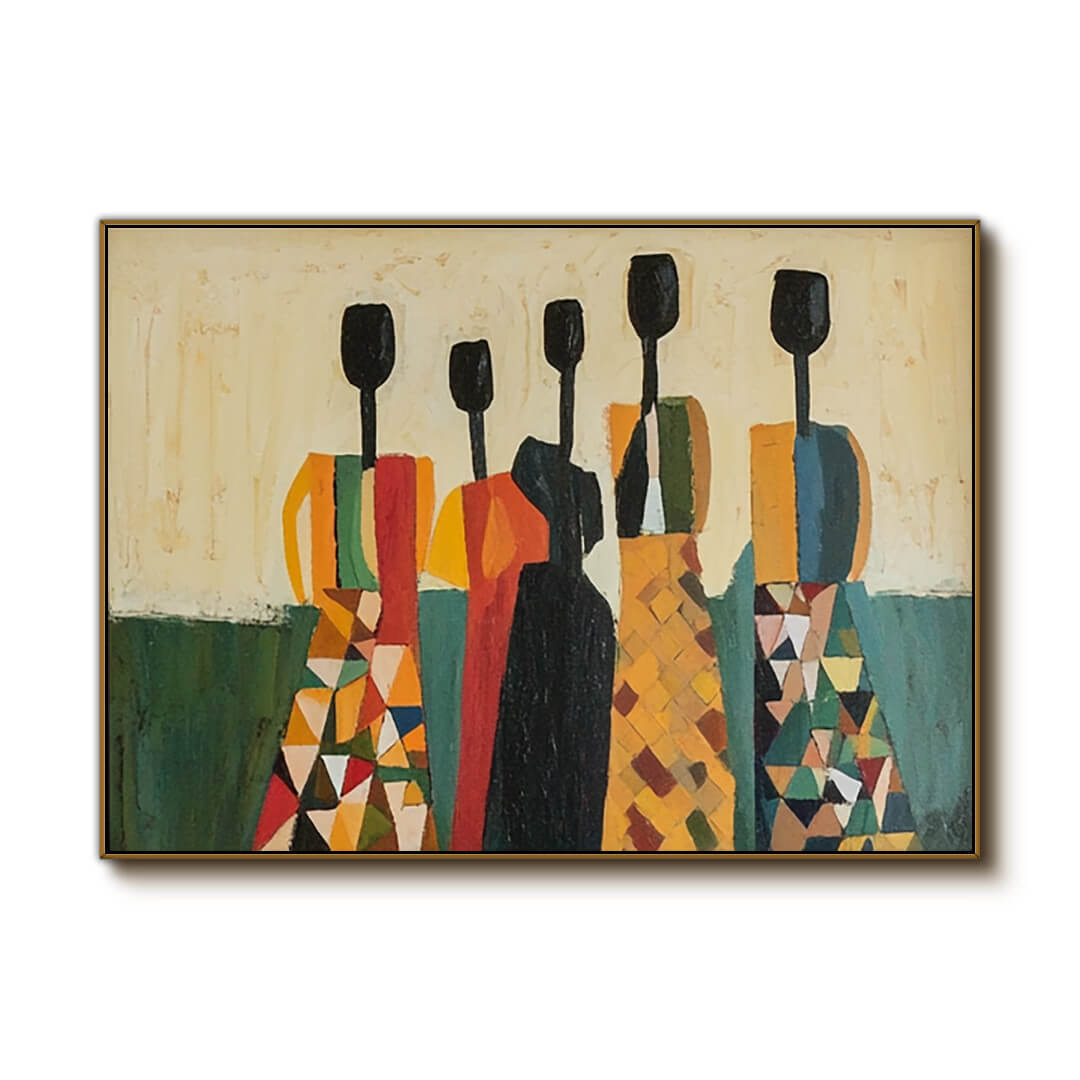 Abstract Modern Figures Painting - Colorful Canvas Art for Living Room Decor - Inseparable - Hues Art Lab