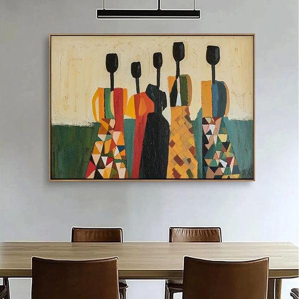 Abstract Modern Figures Painting - Colorful Canvas Art for Living Room Decor - Inseparable - Hues Art Lab