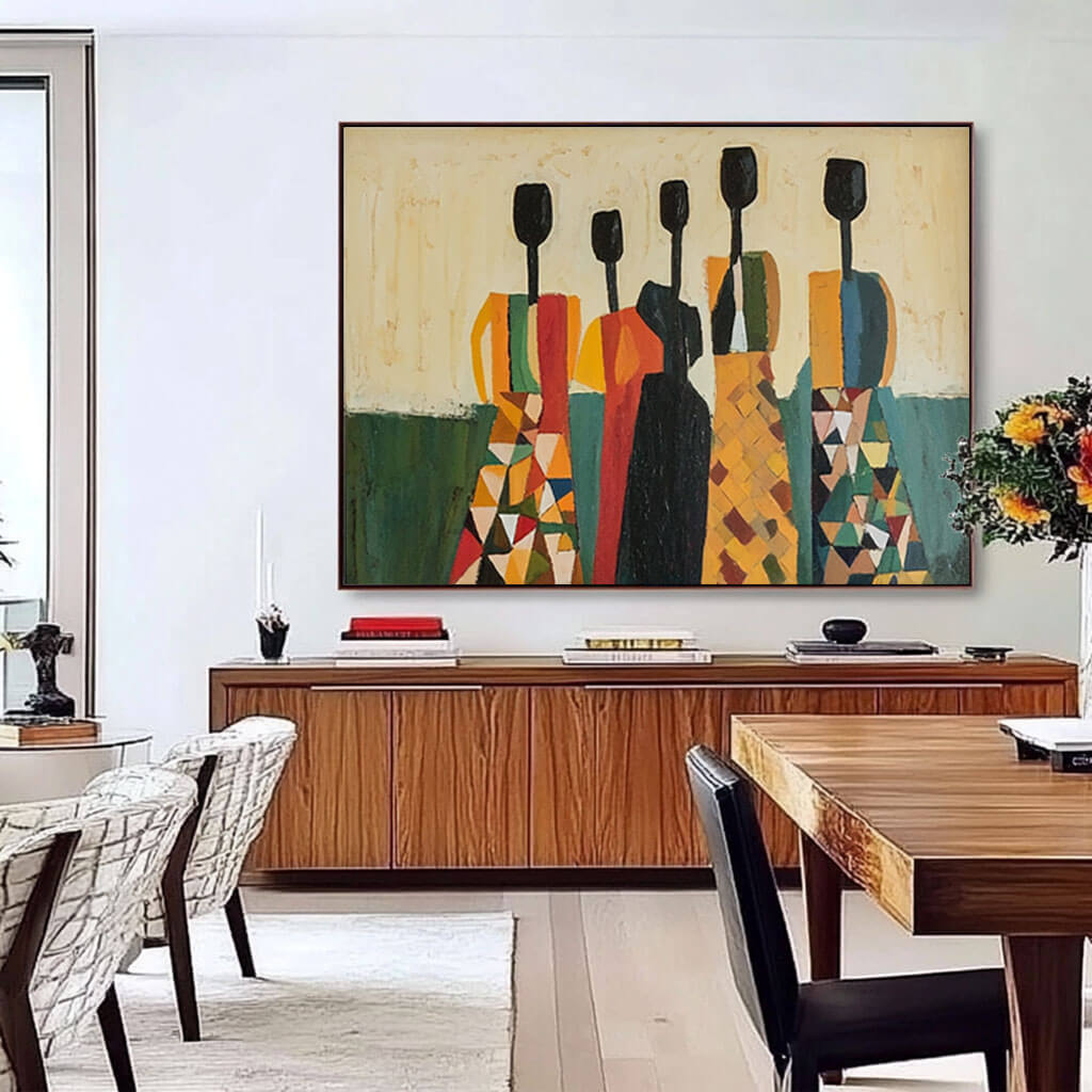 Abstract Modern Figures Painting - Colorful Canvas Art for Living Room Decor - Inseparable - Hues Art Lab