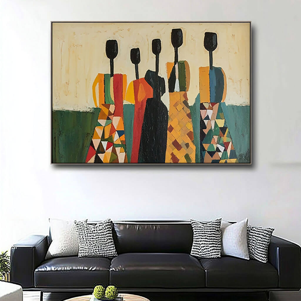 Abstract Modern Figures Painting - Colorful Canvas Art for Living Room Decor - Inseparable - Hues Art Lab