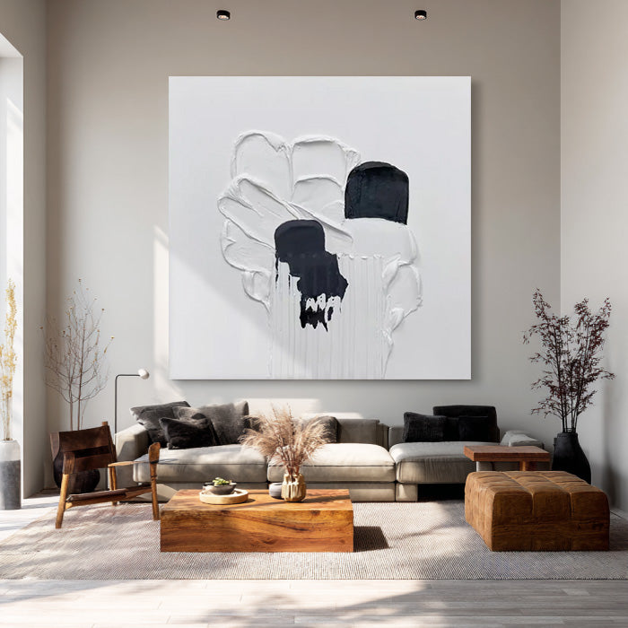 Intertwining of White and Black framed canvas print in a modern room