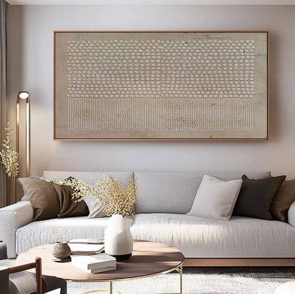 Beige Abstract Panoramic Wall Art Painting - Invariable - Hues Art Lab