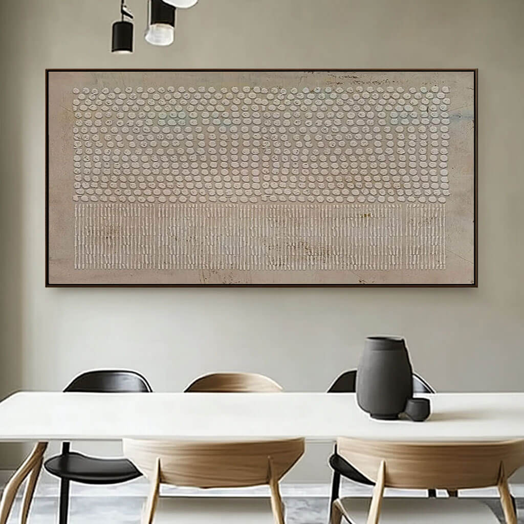 Beige Abstract Panoramic Wall Art Painting - Invariable - Hues Art Lab