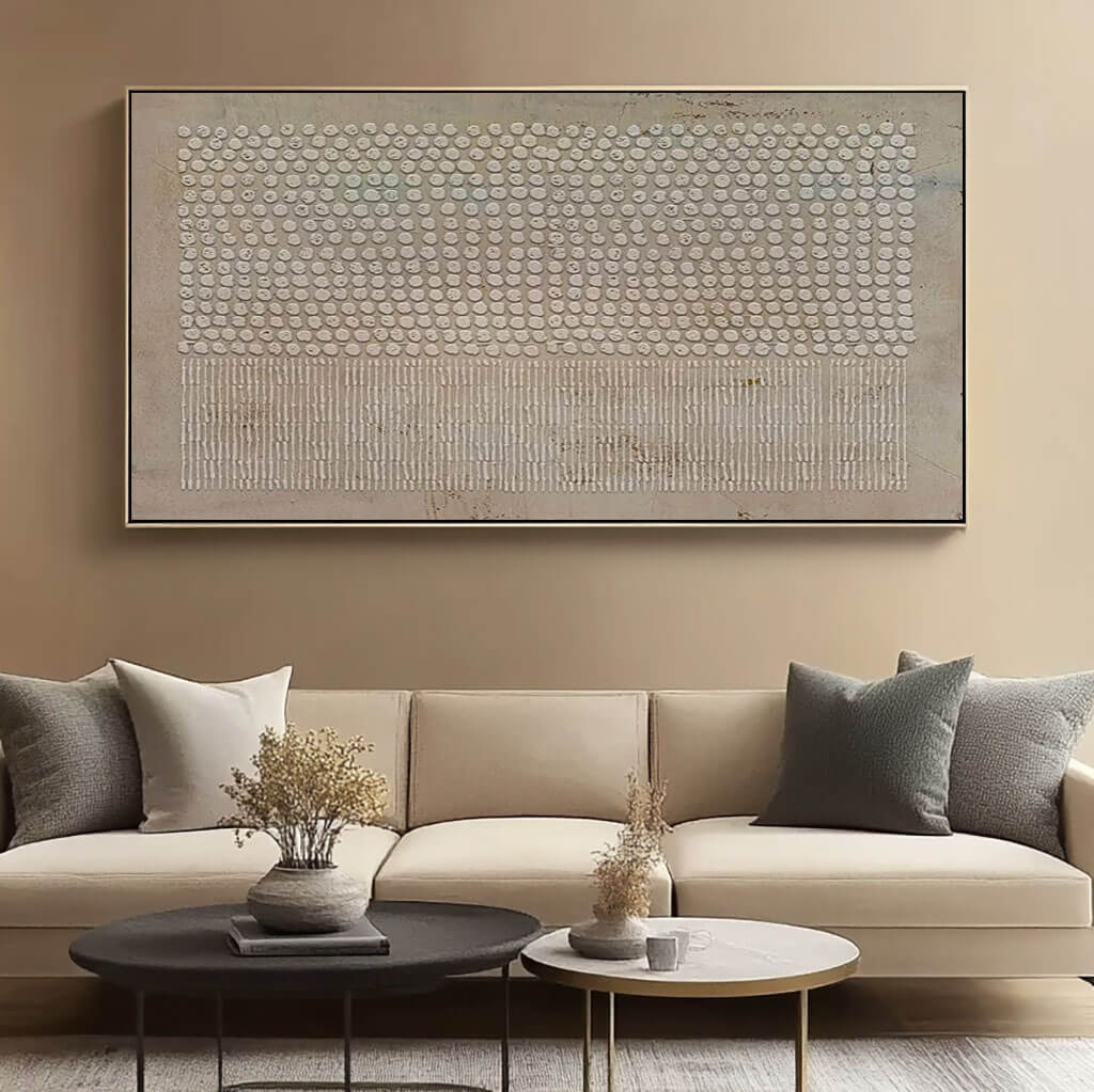 Beige Abstract Panoramic Wall Art Painting - Invariable - Hues Art Lab