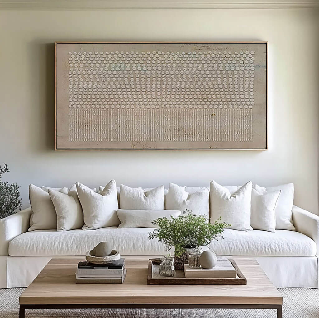 Beige Abstract Panoramic Wall Art Painting - Invariable - Hues Art Lab