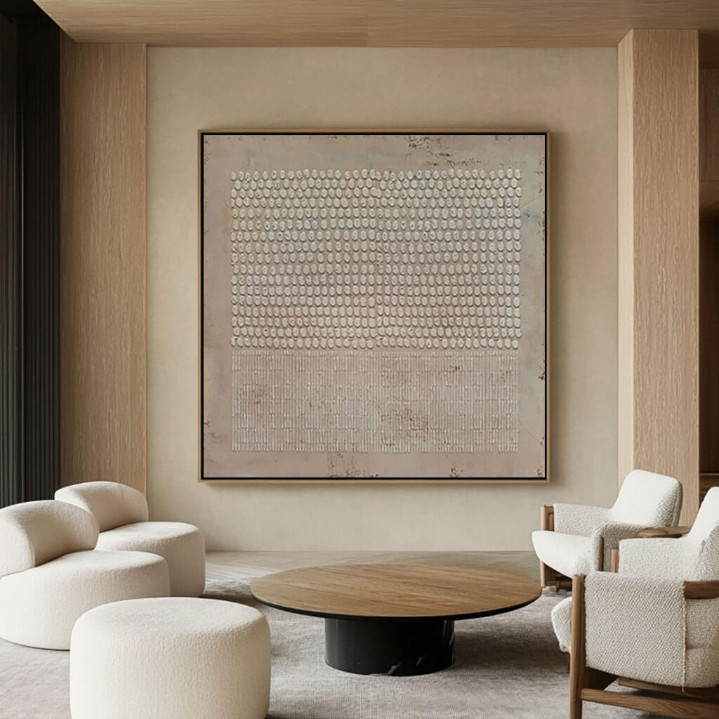 Beige Abstract Wall Art Painting - Invariable - Huesartlab