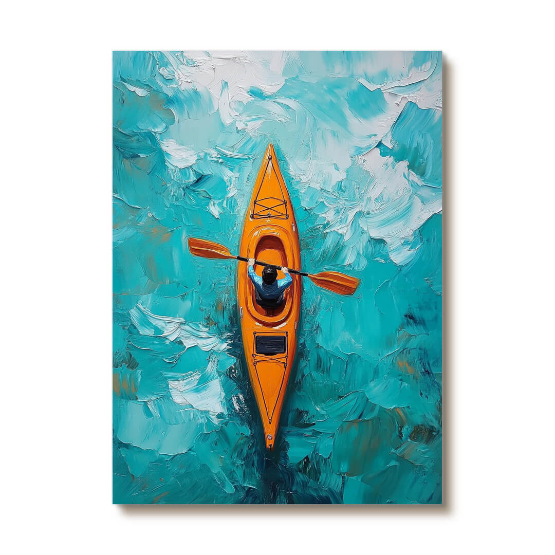 Seascape Wall Art Painting - Kayakers - Hues Art Lab