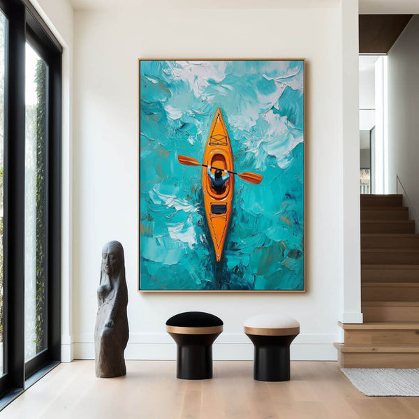 Seascape Wall Art Painting - Kayakers - Hues Art Lab