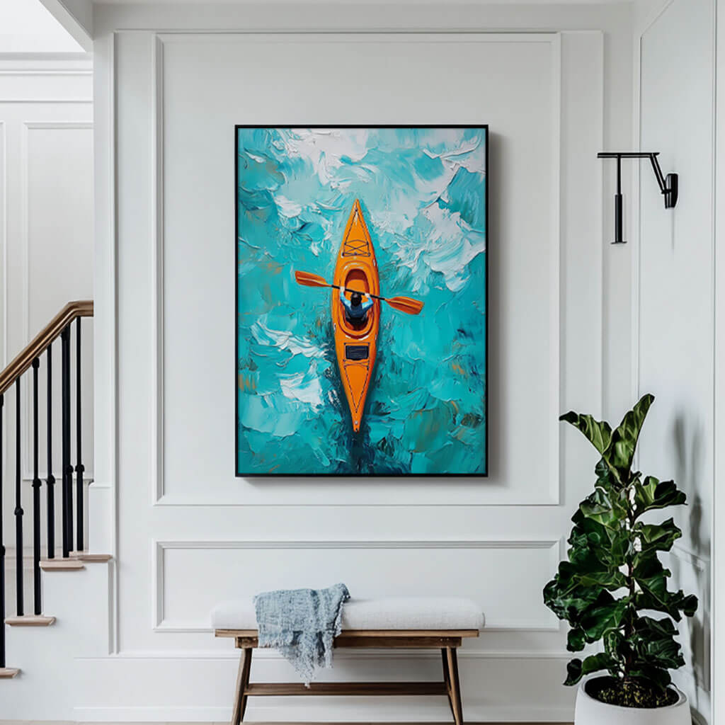 Seascape Wall Art Painting - Kayakers - Hues Art Lab