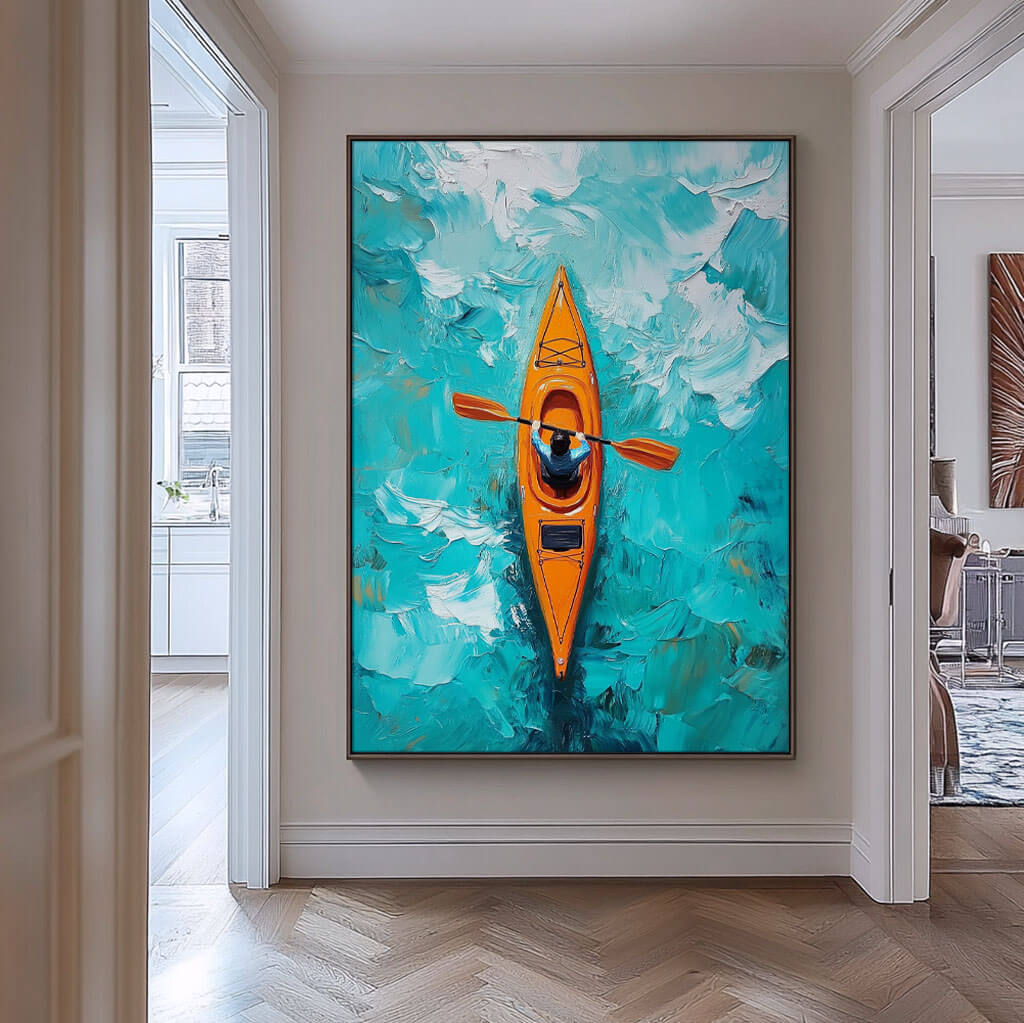 Seascape Wall Art Painting - Kayakers - Hues Art Lab