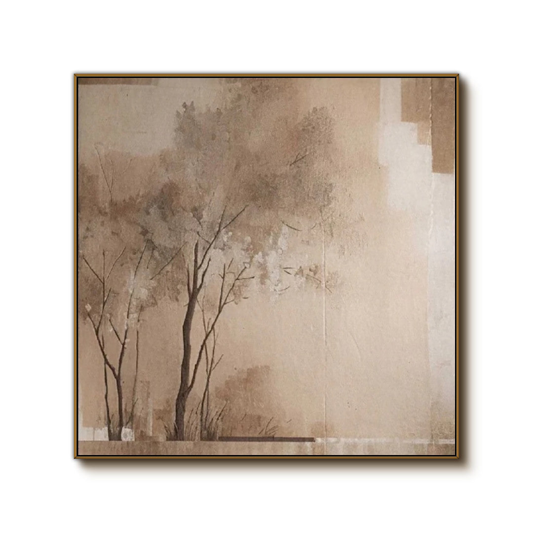 Khaki Echoes abstract landscape artwork with muted earth tones