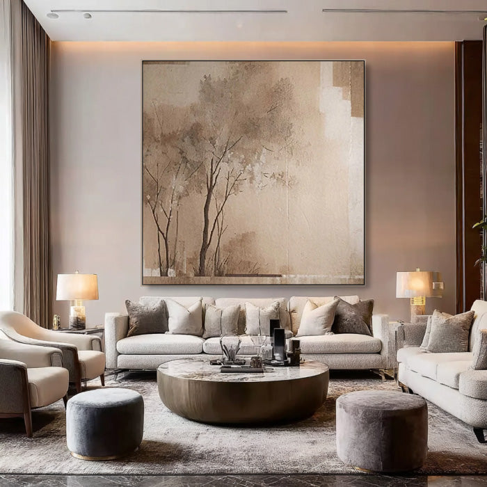 Khaki Echoes wabi sabi abstract earthy landscape wall art by Hues Art Lab