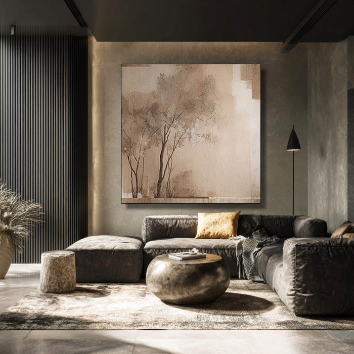 Khaki Echoes large neutral landscape wall art for organic modern decor