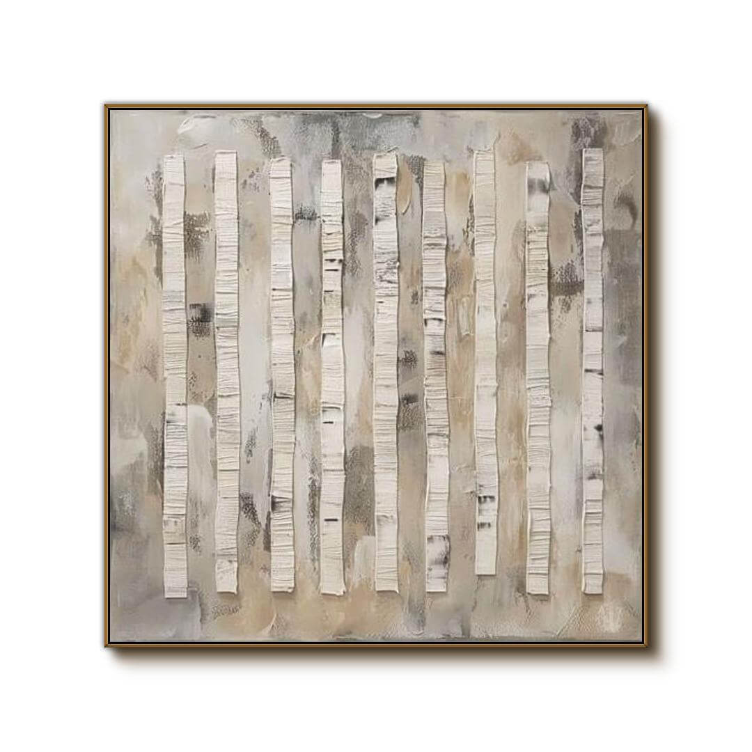 Beige Wabi Sabi Abstract Art Painting - Layers of Silence - Hues Art Lab