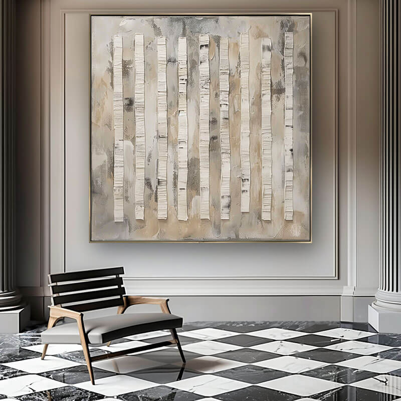 Beige Wabi Sabi Abstract Art Painting - Layers of Silence - Hues Art Lab