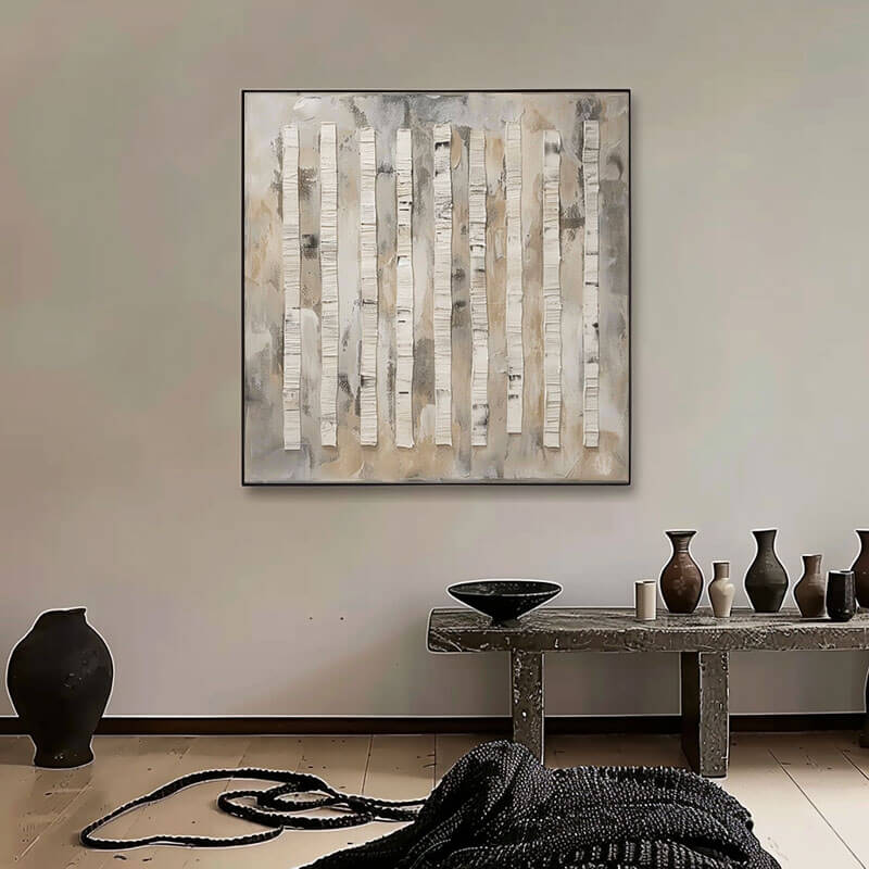 Beige Wabi Sabi Abstract Art Painting - Layers of Silence - Hues Art Lab