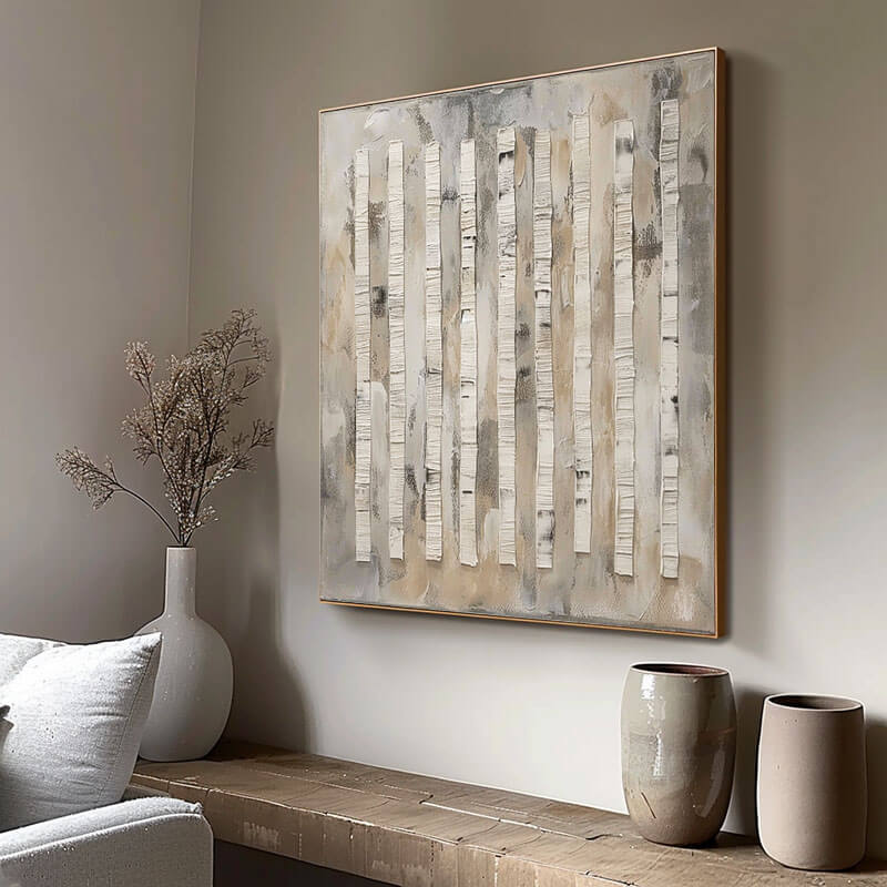 Beige Wabi Sabi Abstract Art Painting - Layers of Silence - Hues Art Lab