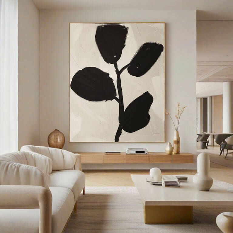 Abstract Botanical Wall Art Painting - Leaf I - Hues Art Lab