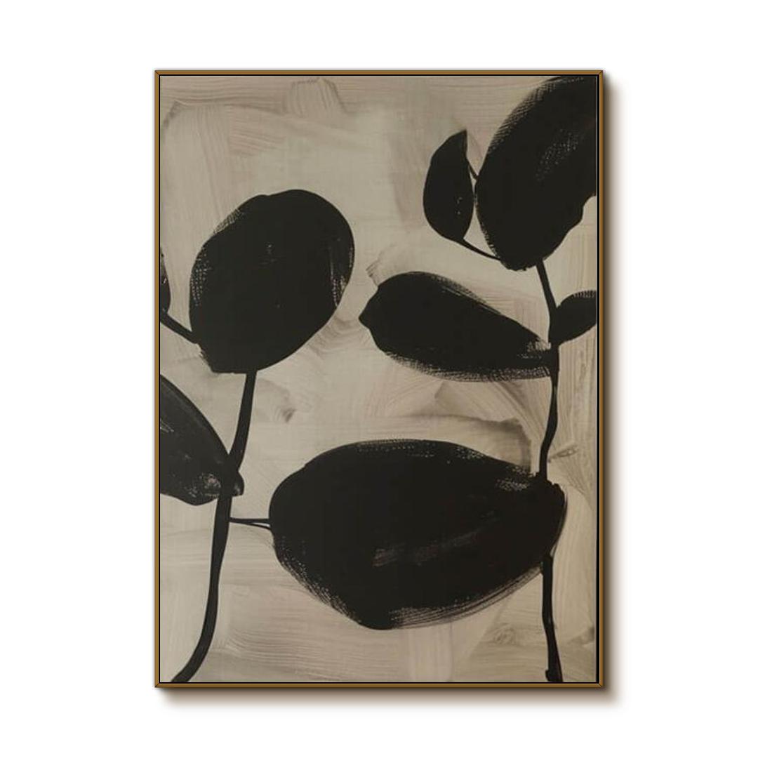 Botanical Abstract Canvas Art Painting - Leaf Shadow - Hues Art Lab