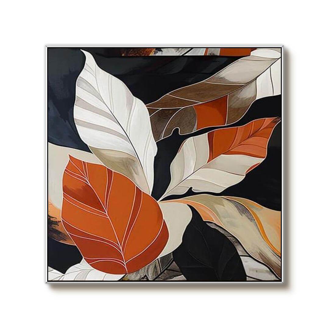 Modern Botanical Canvas Art Painting - Leaf Symphony - Hues Art Lab