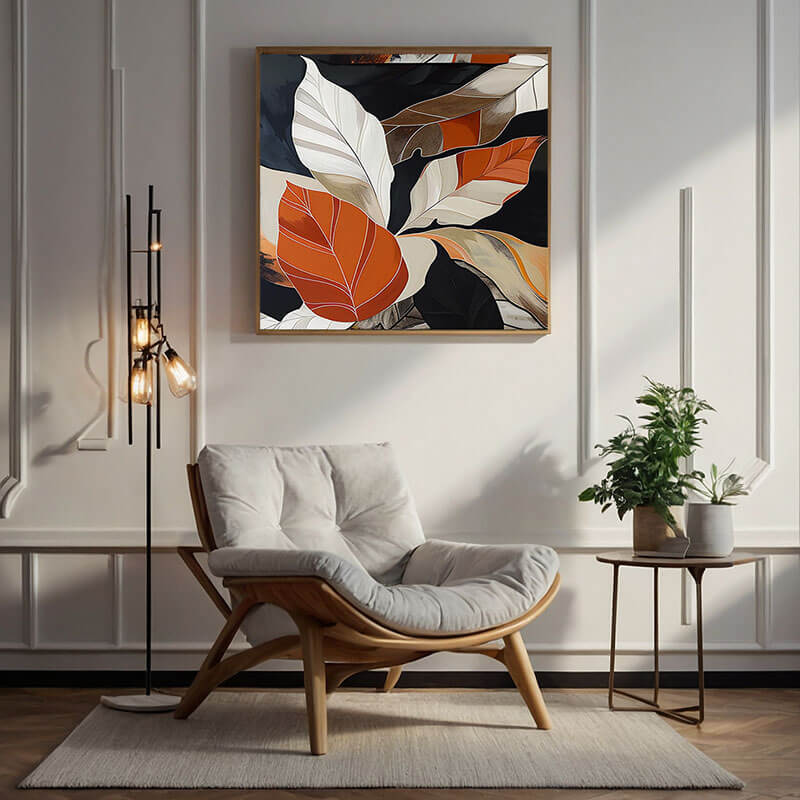 Modern Botanical Canvas Art Painting - Leaf Symphony - Hues Art Lab