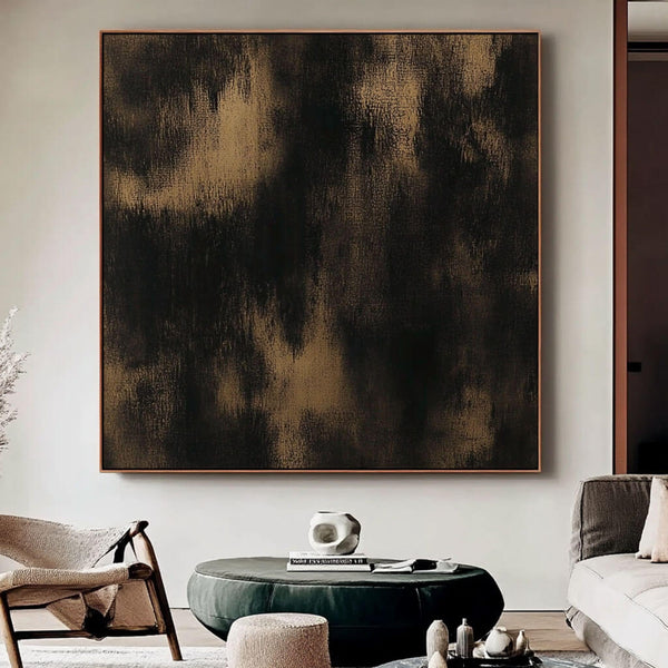 Textured Dark Abstract Canvas | Bold Statement Wall Art for Modern Interiors - Let Down - Hues Art Lab