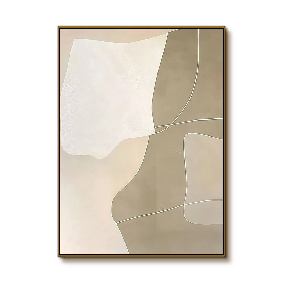 Modern Beige and White Painting - Elegant Abstract Artwork - Liminal Space - Hues Art Lab