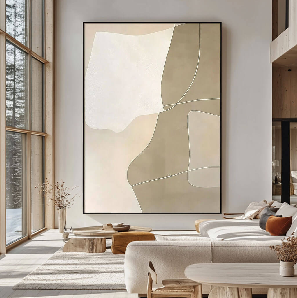 Modern Beige and White Painting - Elegant Abstract Artwork - Liminal Space - Hues Art Lab