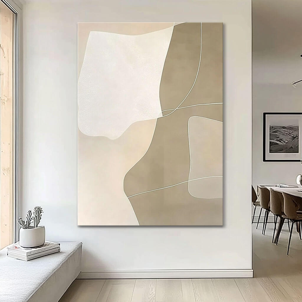 Modern Beige and White Painting - Elegant Abstract Artwork - Liminal Space - Hues Art Lab