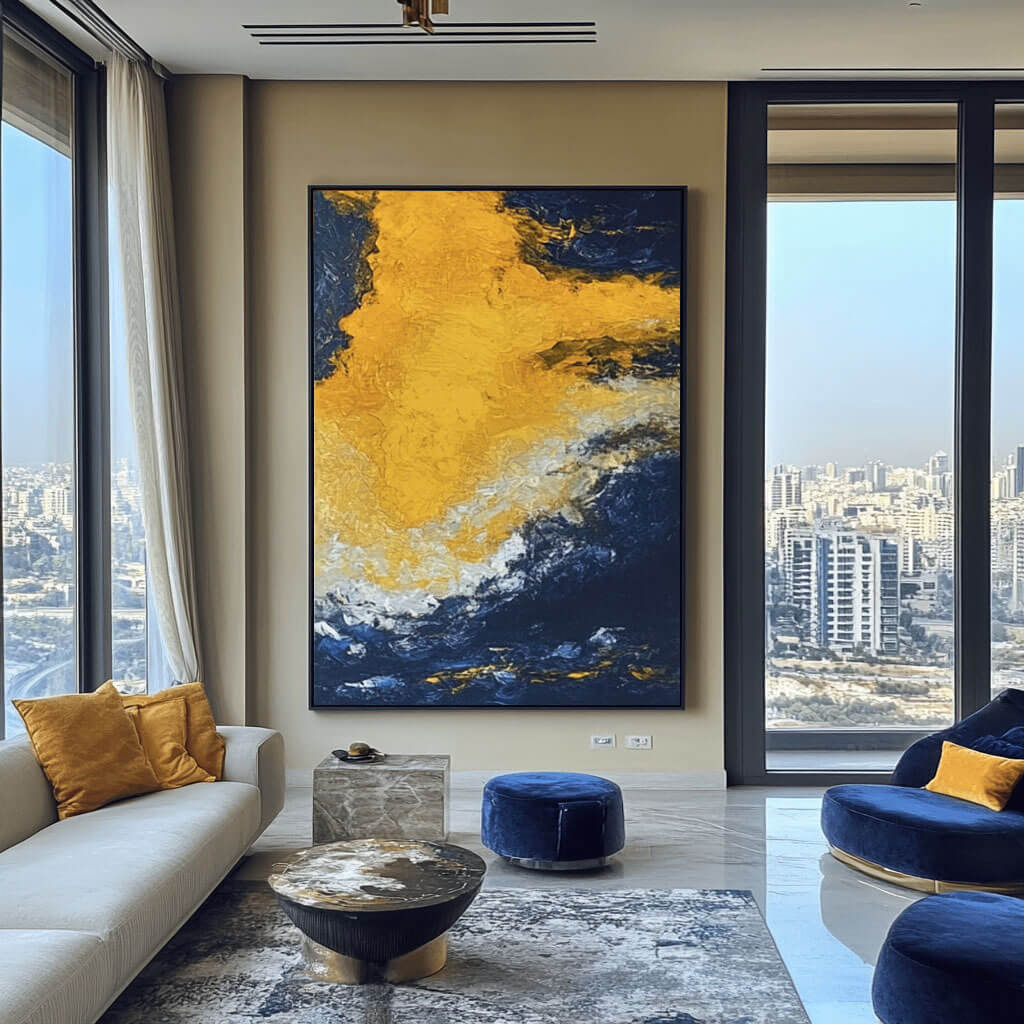 Large Abstract Wall Art Painting - Liquid Gold - Hues Art Lab