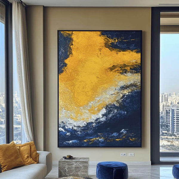 Large Abstract Wall Art Painting - Liquid Gold - Hues Art Lab