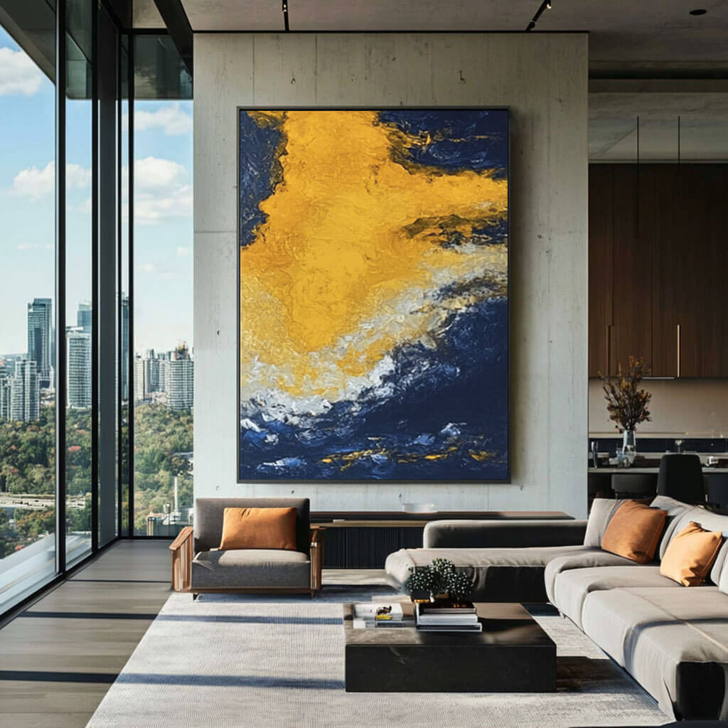 Large Abstract Wall Art Painting - Liquid Gold - Hues Art Lab