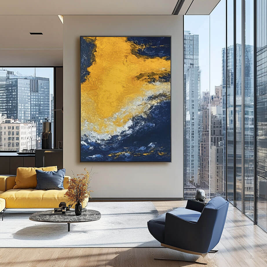 Large Abstract Wall Art Painting - Liquid Gold - Hues Art Lab